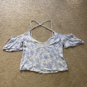 2 for $15 / Blue and white crop top